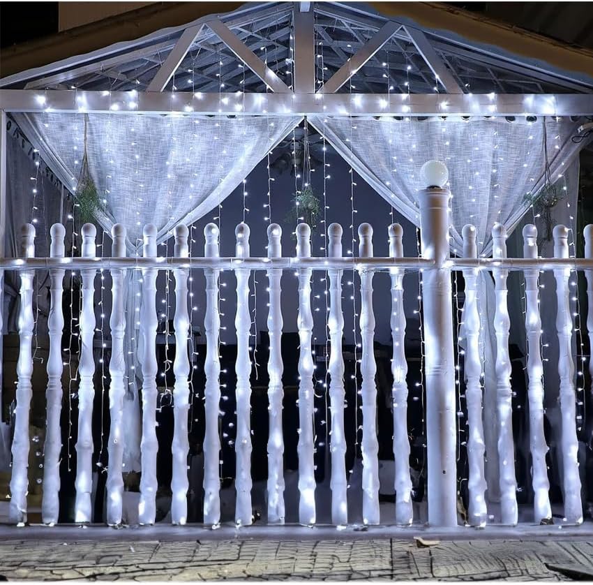 Lumières plates de rideau, batterie 3AA, couleur blanc froid, dim...