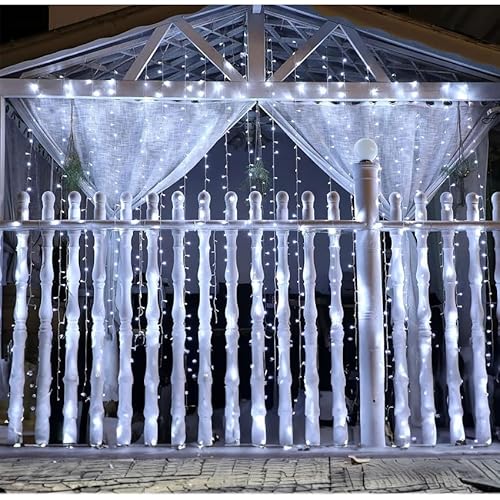 Luz plana de cortina - iluminación led con batería 3AA, color blanco frío, dimensiones 2m x 2m, ideal para decoraciones interiores y exteriores.*
