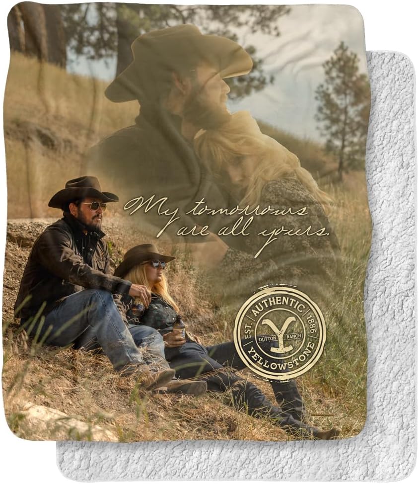 Yellowstone Blanket, 50"x60" Beth and Rip My Tomorrows Silky Touch Sherpa Back Super Soft Throw Blanket