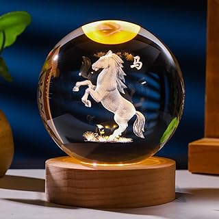 十二支 置物 龍クリスタル 風水 立体 昇運 開運 金運祈願 財運 水晶玉 祈願 玄関 運気アップ ドラゴン縁起物 干支 彫刻 風水グッズ 厄除け お守り 辰年 卓上 装飾 プレゼント 贈り物 (马) [並行輸入品]
