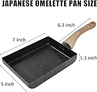 Vista 2 de Sartén de tortilla japonesa,Sartén antiadherente para huevos Tamagoyaki,Sartén rectangular pequeña con tapa,Espátula de silicona y cepillo