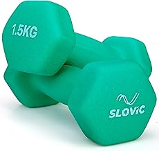Slovic Dumbbell Set [1.5 Kg Each] | Neoprene Dumbbells Set for Home Gym | Gym Dumbbells Set for Home Workout | Gym Equipment for Home Workout | Anti-Skied Iron Dumbell | Dumbbells for Women [Mint]