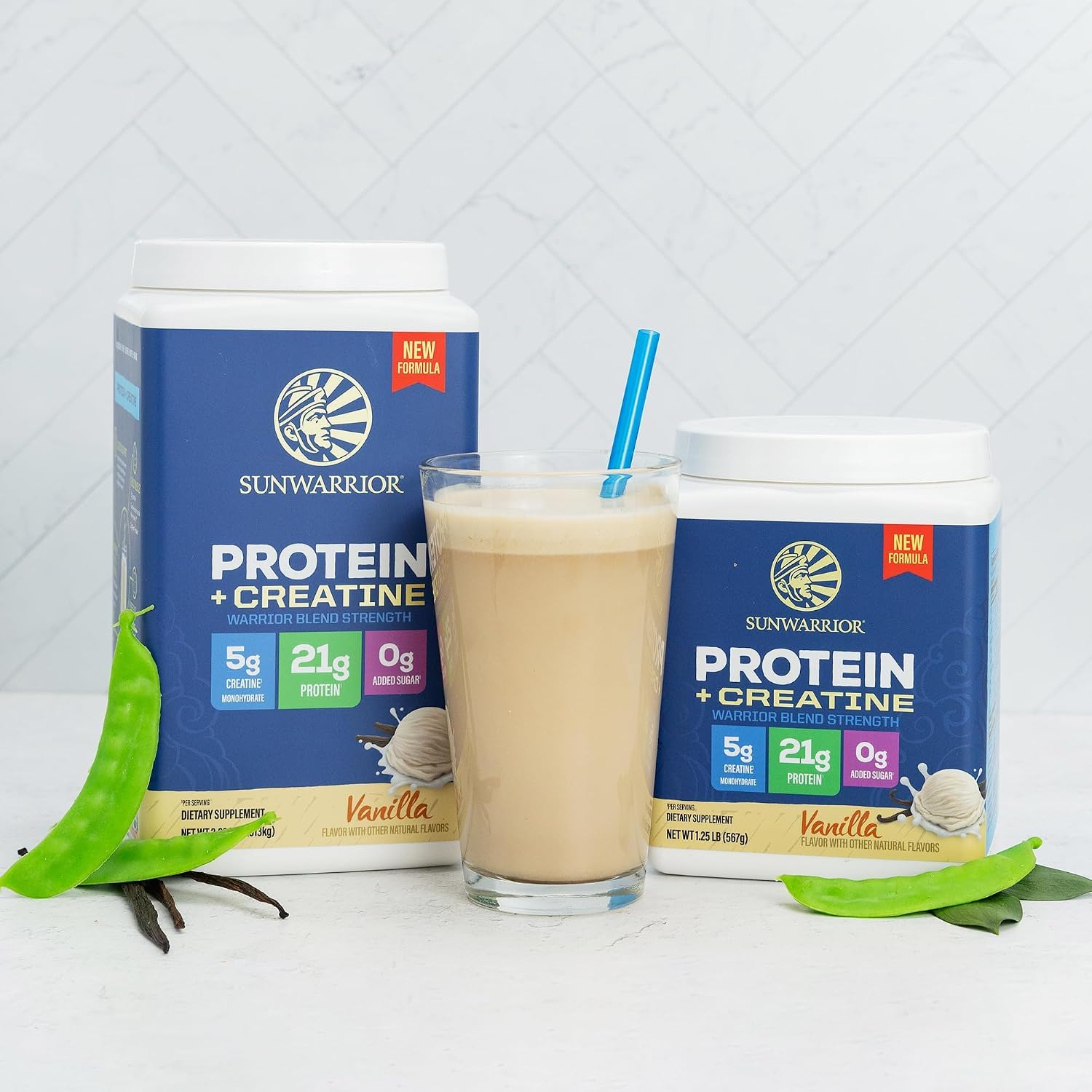 Sunwarrior Vanilla Warrior Strength Plant-Based Protein Powder, 35.6 oz — Amazon image 6