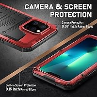 Vista 6 de Beasyjoy - Funda impermeable para iPhone 13 Pro, carcasa de metal con protector de pantalla integrado, funda protectora resistente de cuerpo