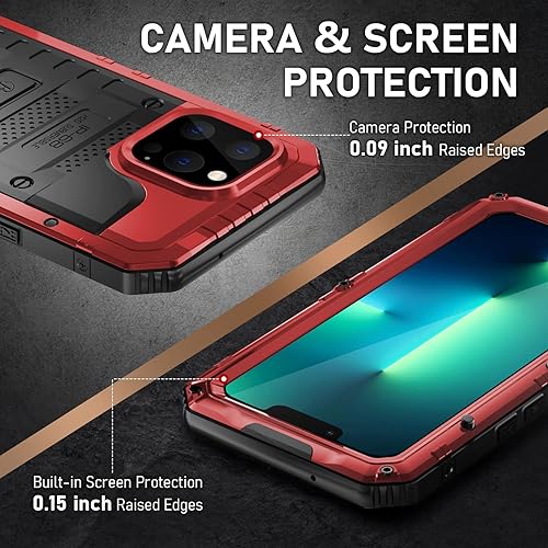 Miniatura 45 de Beasyjoy Funda impermeable para iPhone 13, funda de metal con protector de pantalla integrado, resistente protección de cuerpo completo, grado