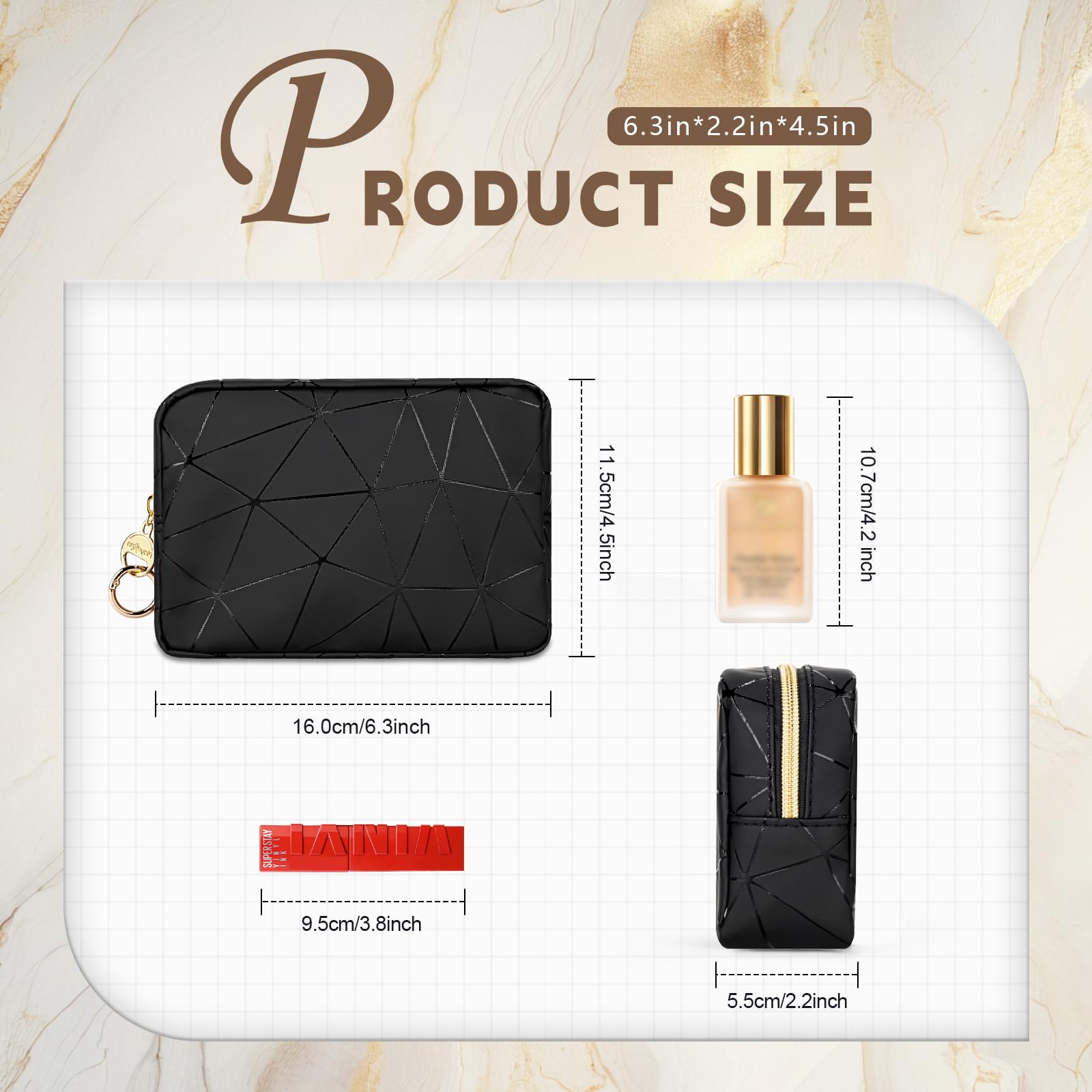 2 Pezzi Porta Trucchi Piccolo da Borsetta Pochette Piccola per Trucco Avec Mini Trousse per Rossetto Multifunzionale Portatile Mini Borsa Porta Trucchi Impermeabile Idee Regalo Ragazza(Nero)