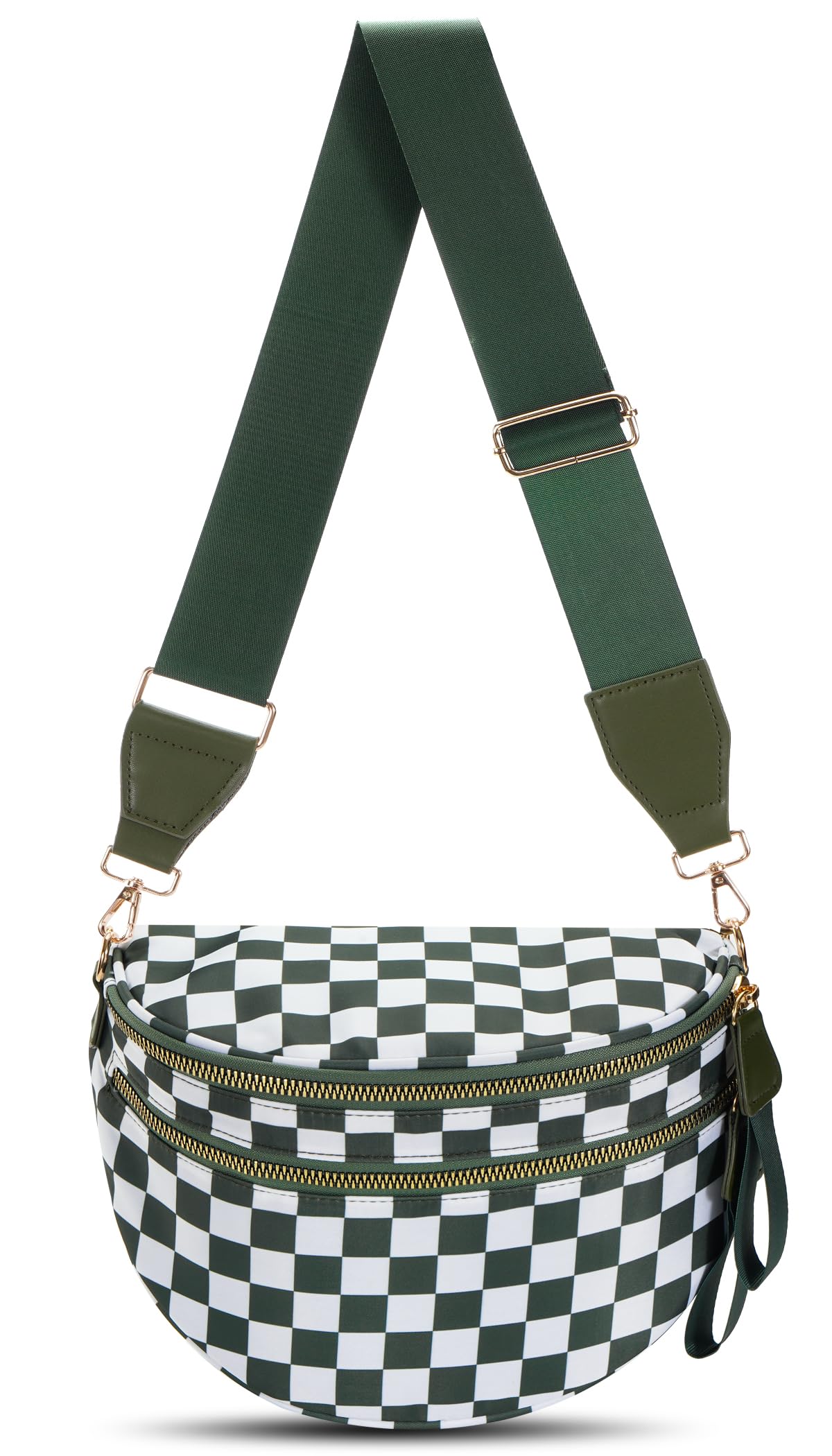UUYUUY Checkered Crossbody Bag Large Nylon Bum Bags for Women Spacious Belt Bag Sling Handbags Waterproof Purses Fanny Packs
