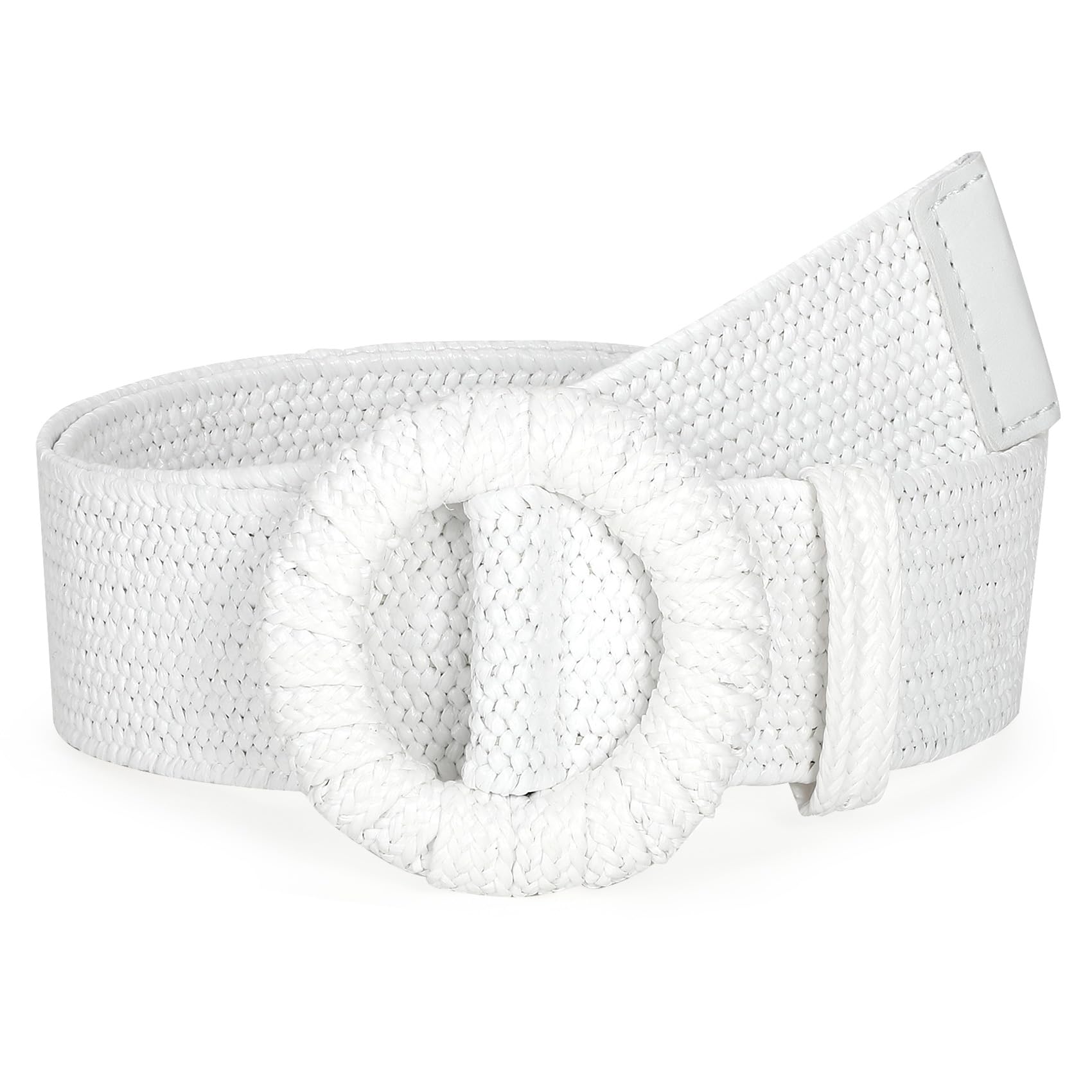 Straw Woven Elastic Belt for Women Stretchy Belts for Dress Fashion Boho Waist Belt Rattan Raffia Ladies Belts
