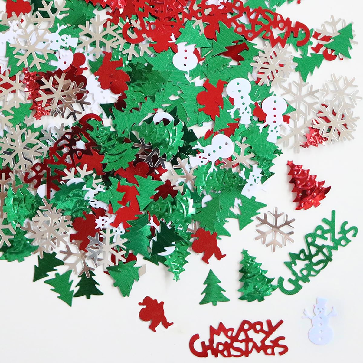 Coriandoli natalizi glitterati rosso verde bianco fiocco di neve Babbo Natale Buon Natale forma tavolo spargere coriandoli paillettes per feste di Natale artigianato fai da te spruzzini coriandoli