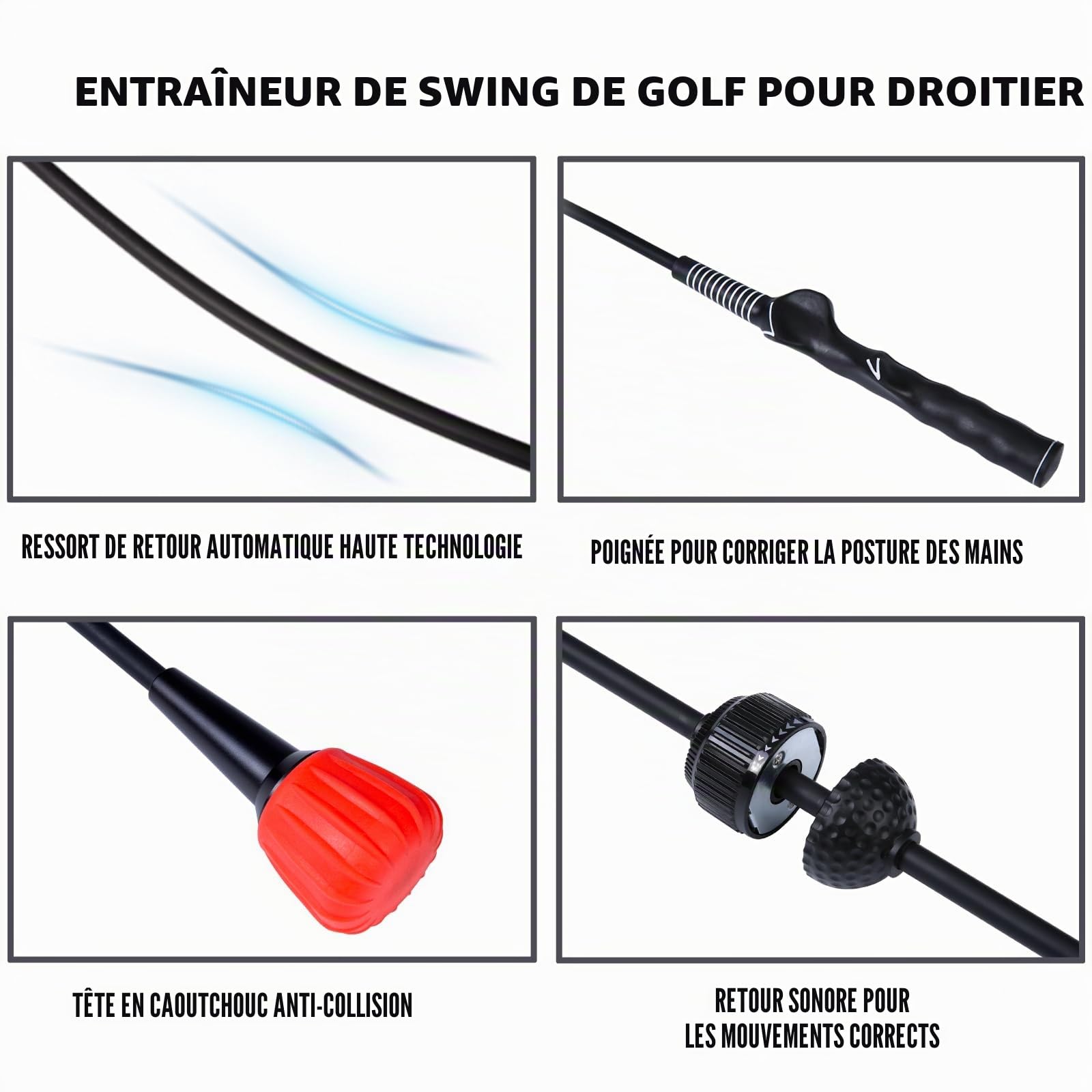PGM Aide au swing de golf – Aide à l'entraînement au swing de golf – Bâton d'échauffement pour la force, la flexibilité et l'entraînement au tempo – Convient pour la pratique de l'écaillage, des