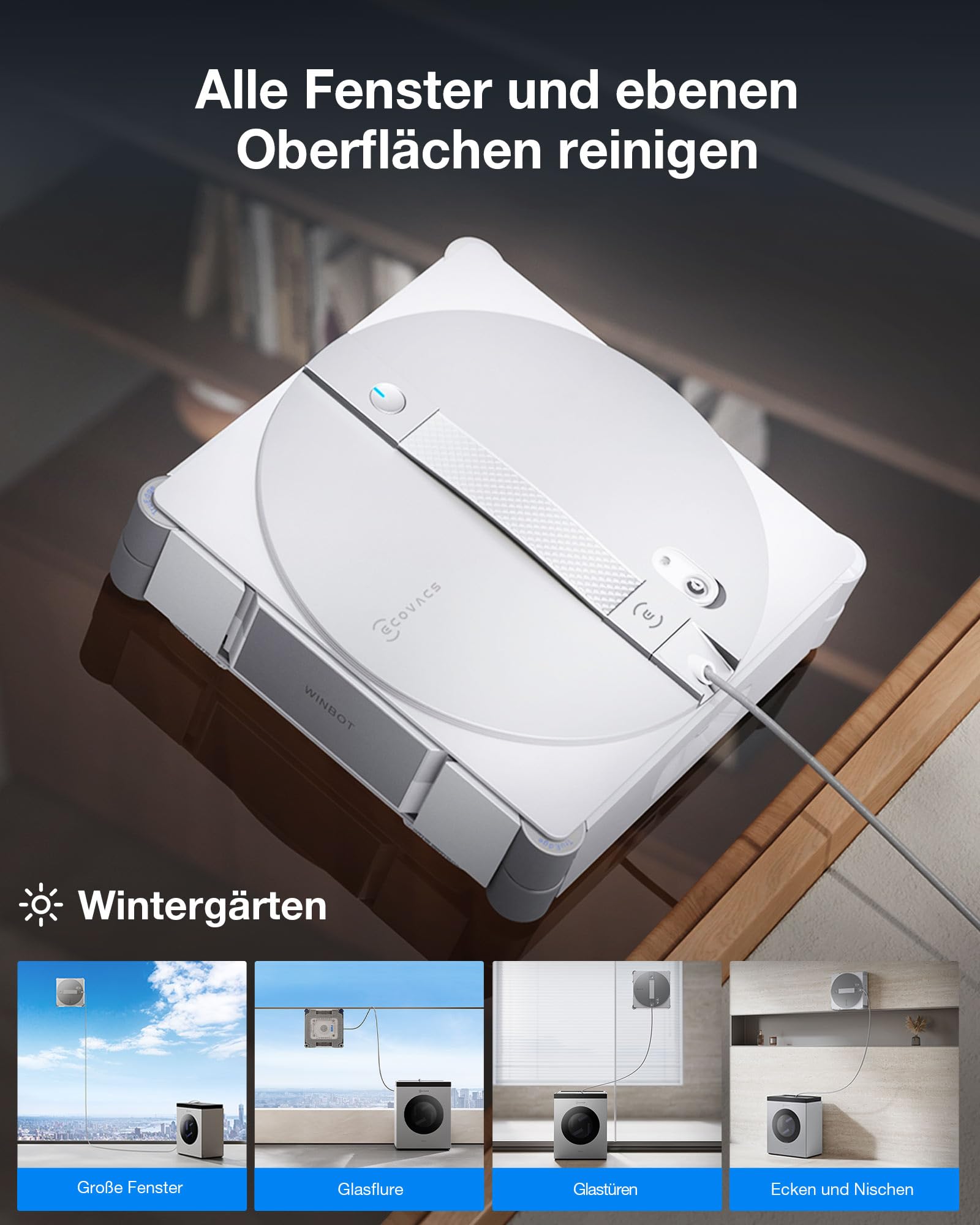 ECOVACS WINBOT W3 OMNI Fensterputzroboter mit Multifunktionsstation, Automatische Reinigung der W... Ansicht 6