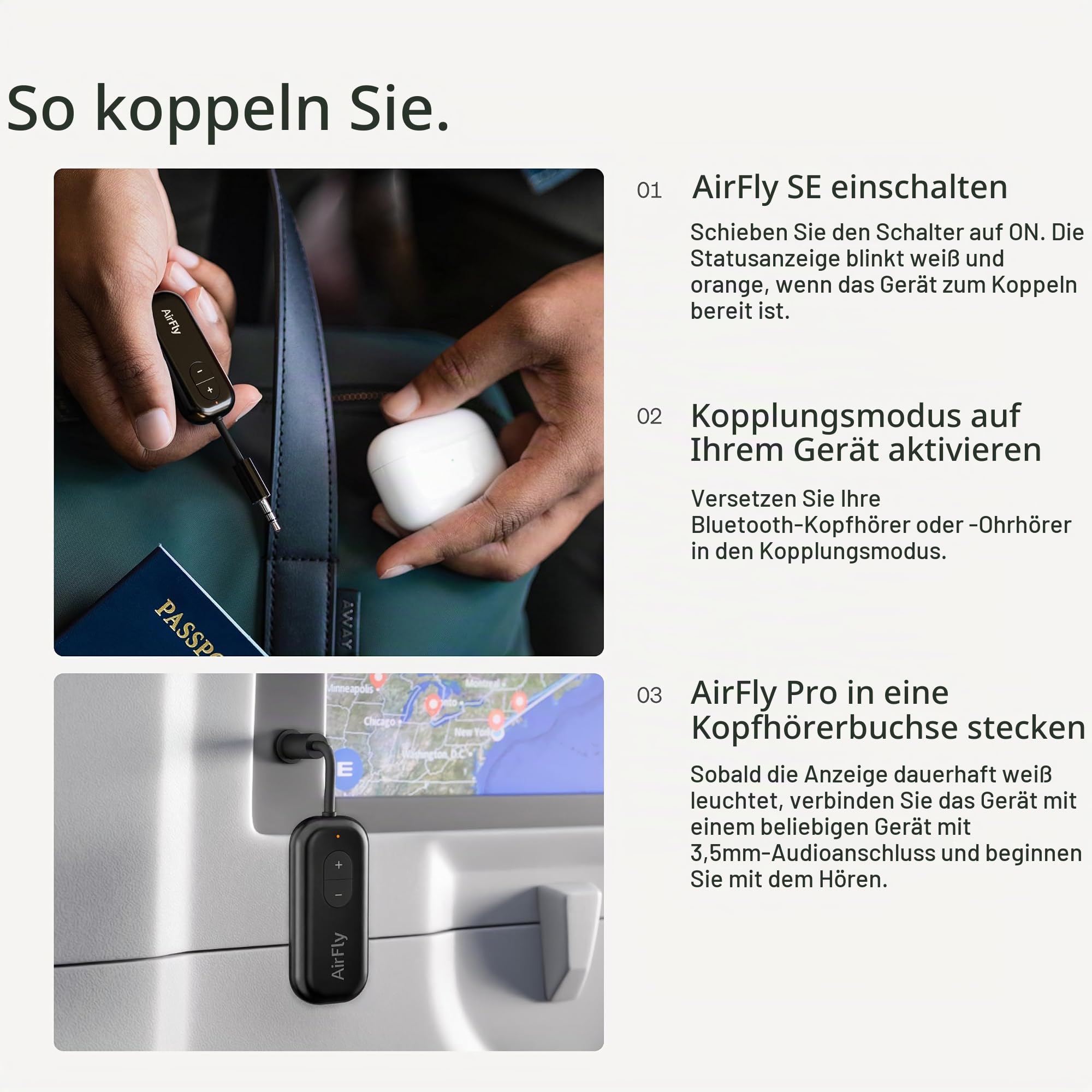 Twelve South AirFly SE Bluetooth Wireless Audio Transmitter für AirPods/Wireless oder Noise Cancelling Kopfhörer; Verwendung mit jeder 3 – Bild 5