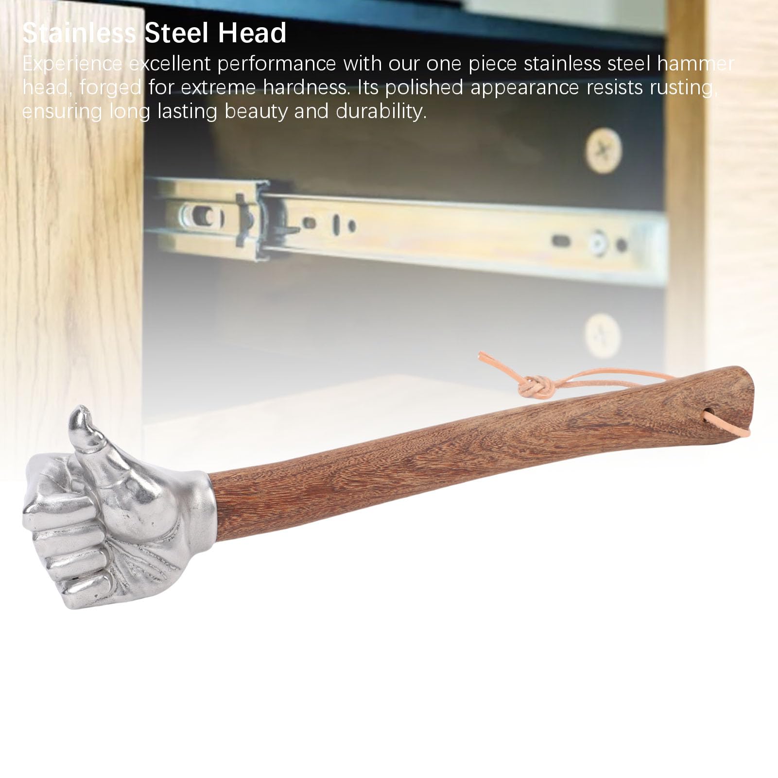 Martello a Mano Testa in Acciaio Inossidabile Martello Multifunzionale Durevole per Edilizia e Giardinaggio Manico in Legno 35 Cm (Testa del pollice)