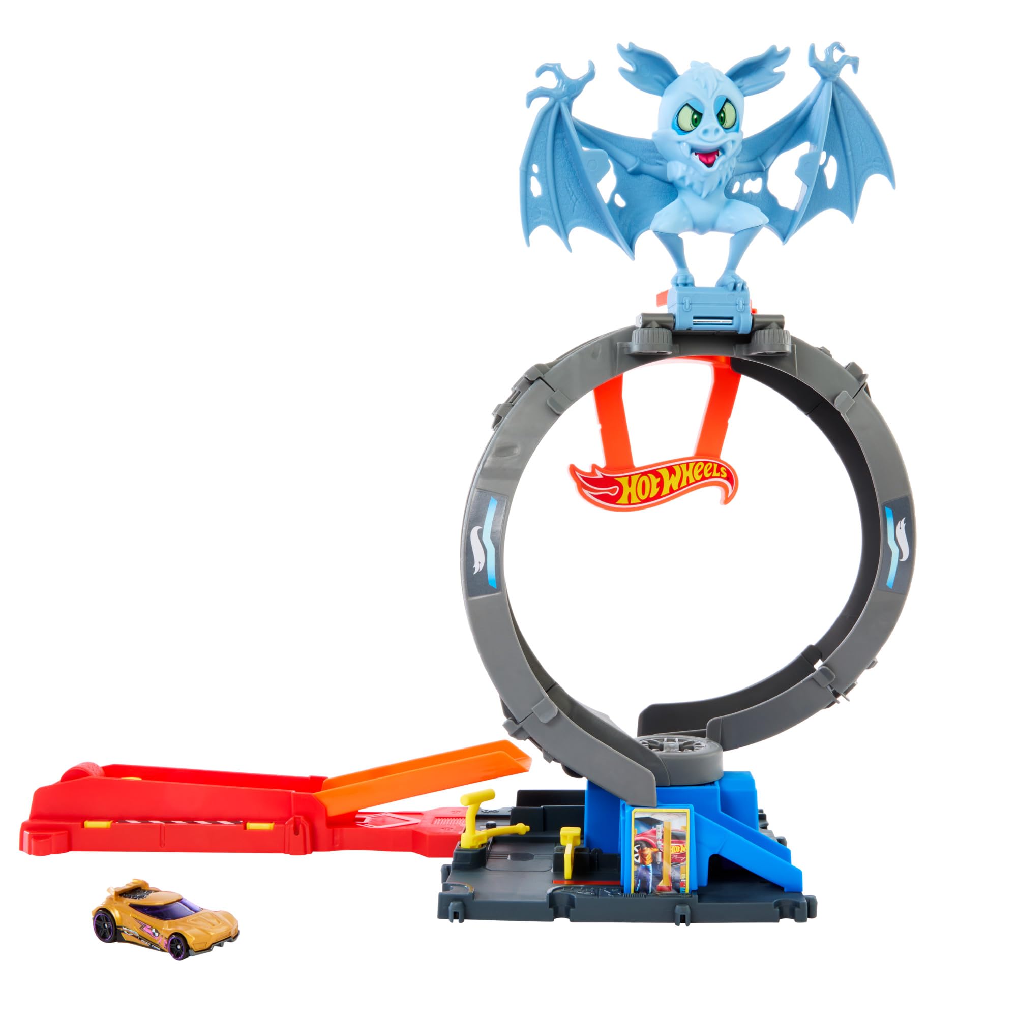 Hot Wheels City HTN78 - Let's Race - ¡a Correr! Pista Ajustable con Looping para Niños +4 Años Tienda de Neumáticos Pint
