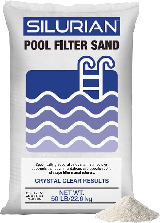 Silurian 20 Grade Angular Filter Sand for Above Ground & Inground Pools, 50 lb Bag - Washed and Screened for Cleaner Swimming Pool Water, Enhances Filtration, Flow & Clarity