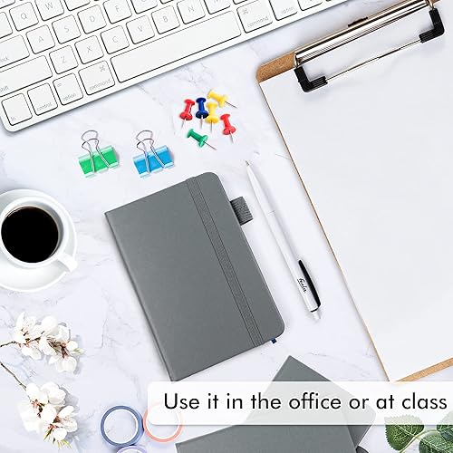 Miniatura 4 de Feela - Paquete de 6 cuadernos pequeños con 6 bolígrafos negros, mini cuadernos de bolsillo a granel de tapa dura con renglones universitarios con