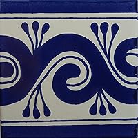 Vista 1 de Azulejo mexicano Caracol Azul Talavera de 9 piezas de 4.2x4.2