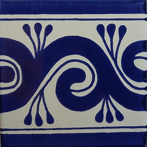 Azulejo mexicano Caracol Azul Talavera de 9 piezas de 4.2x4.2