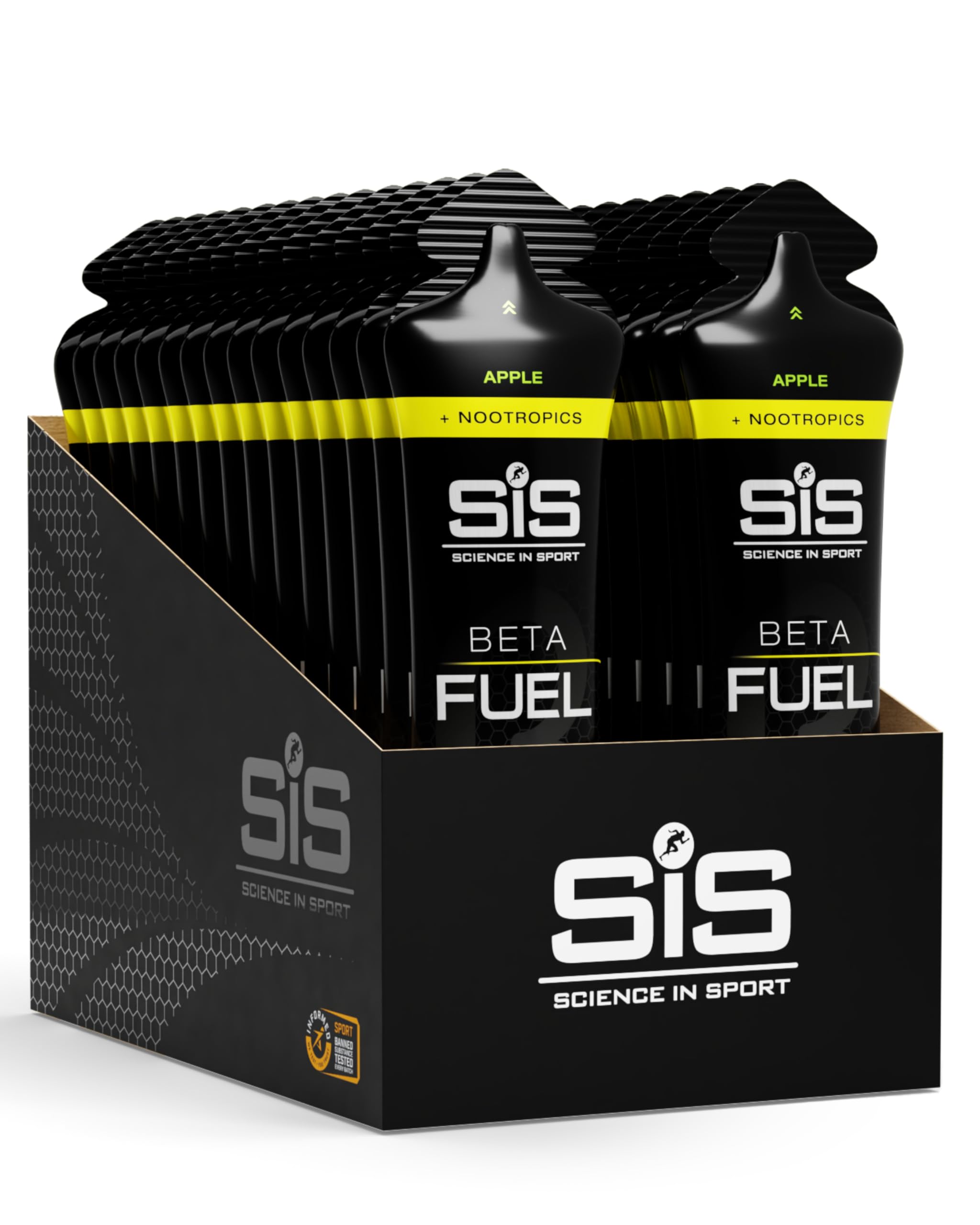 Science in Sport BETA Fuel + Nootropics Manzana 30x60ml – Energy formula rico en carbohidratos con 40g de hidratos de carbono para deportes de resistencia