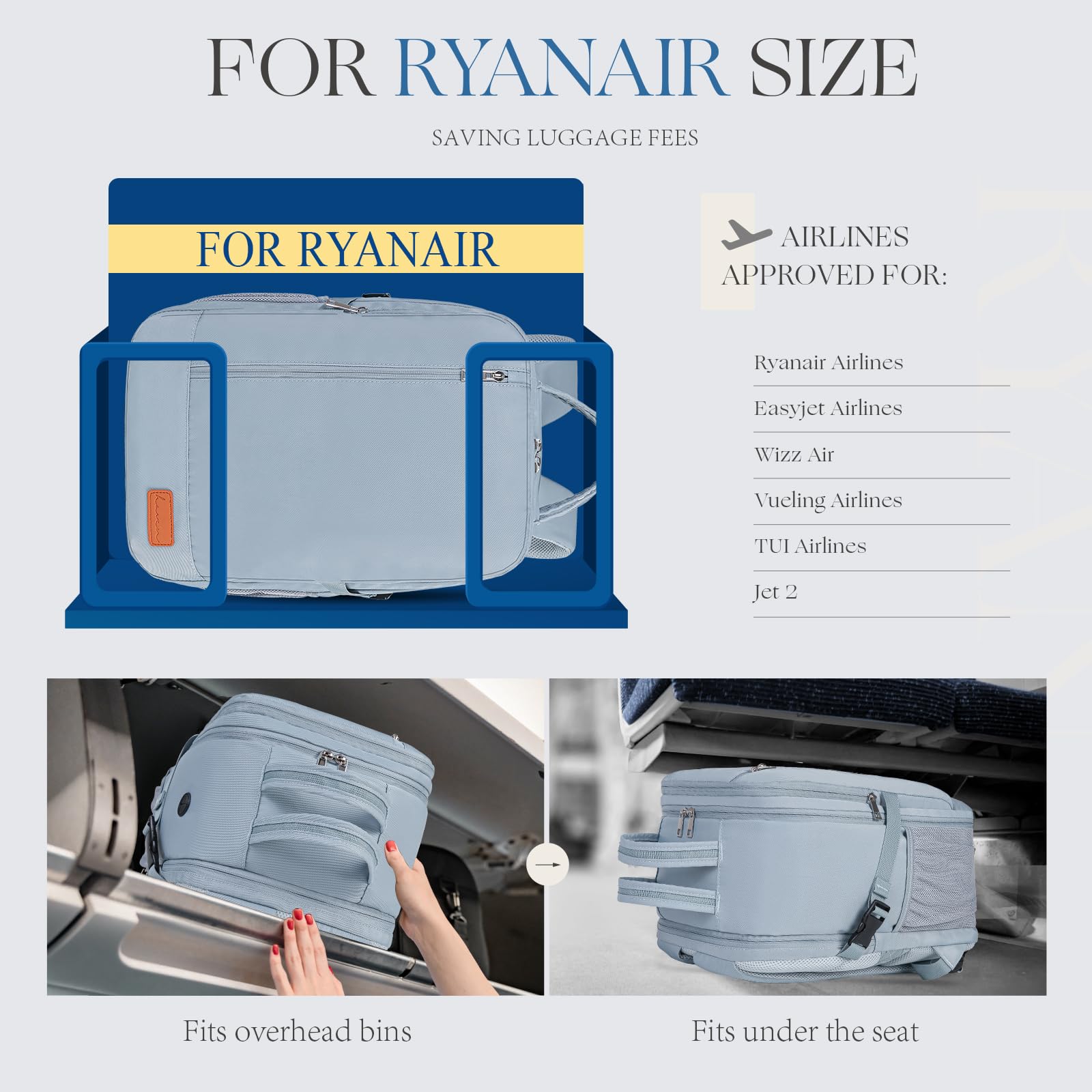 Lossga Zaino per Ryanair 40x20x25 Zaino da Viaggio Aereo Bagaglio a Mano Borsa Zaini da Viaggio Travel Bag Cabina per Easyjet Wizz