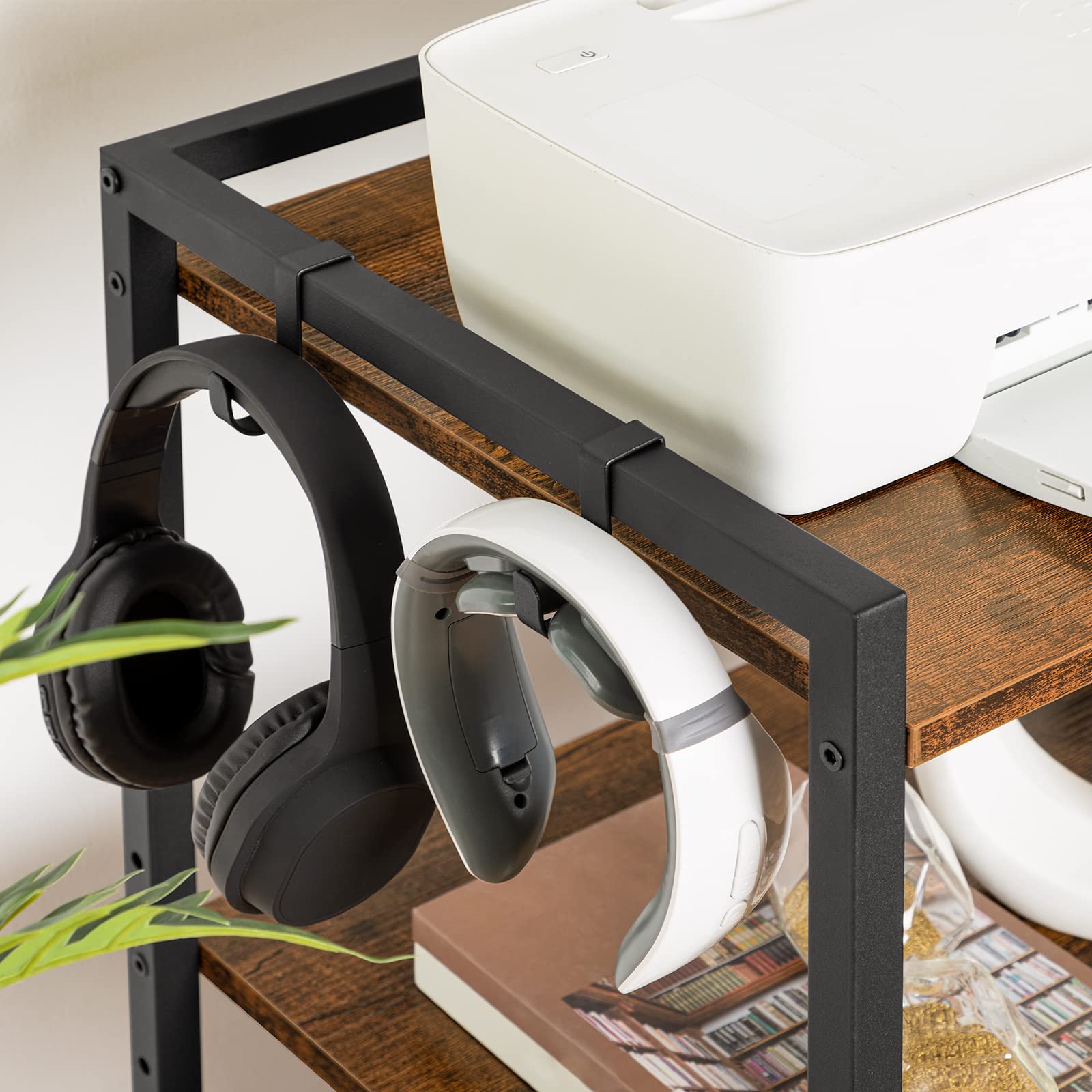 Carrello Porta Stampante HOOBRO A 3 Livelli - Con Rotelle, Cesto Documenti, Marrone Vintage - Foto 10