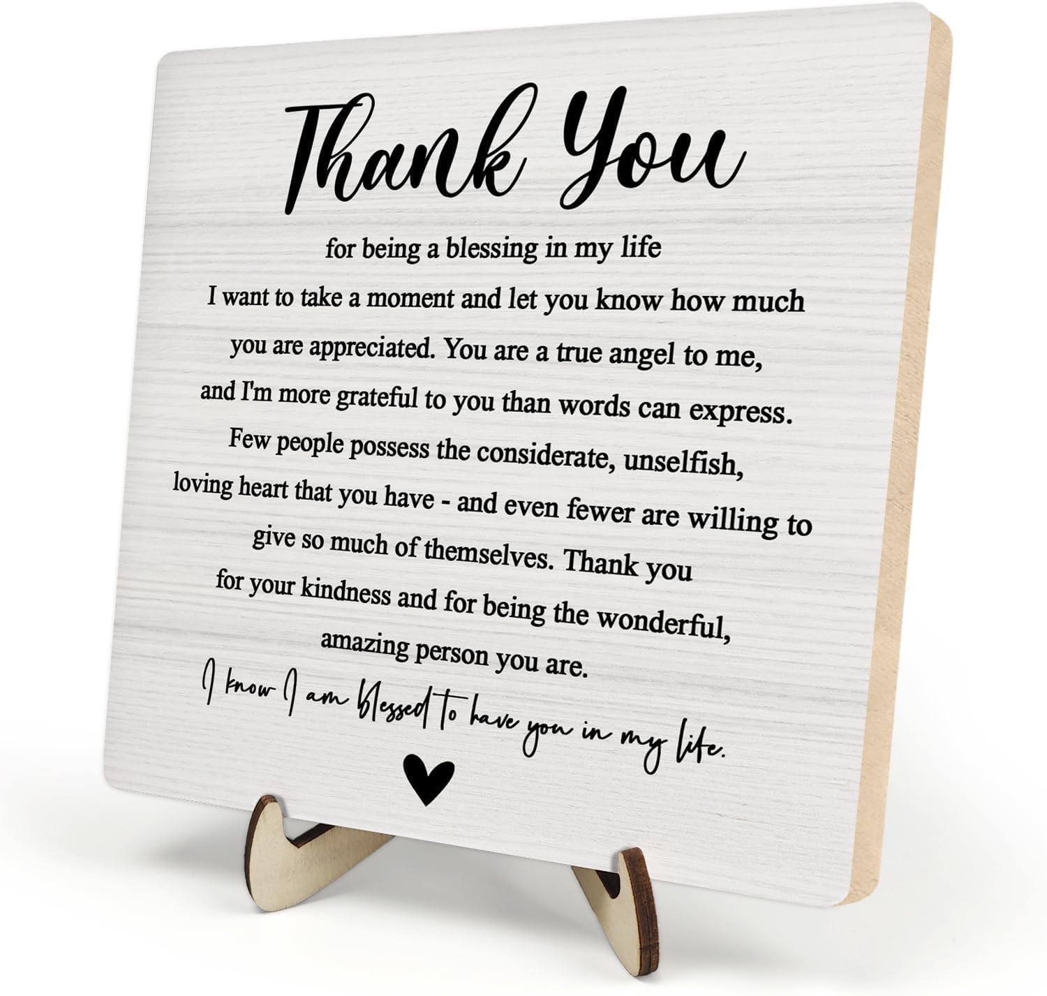 Thank You Gifts for Women Men, Appreciation Gifts for Friends, Coworker Leaving Gift, Home Office Decor Wooden Plaque Sign 5.9 x 5.9Inch-Thank You for Being A Blessing in My Life (White)