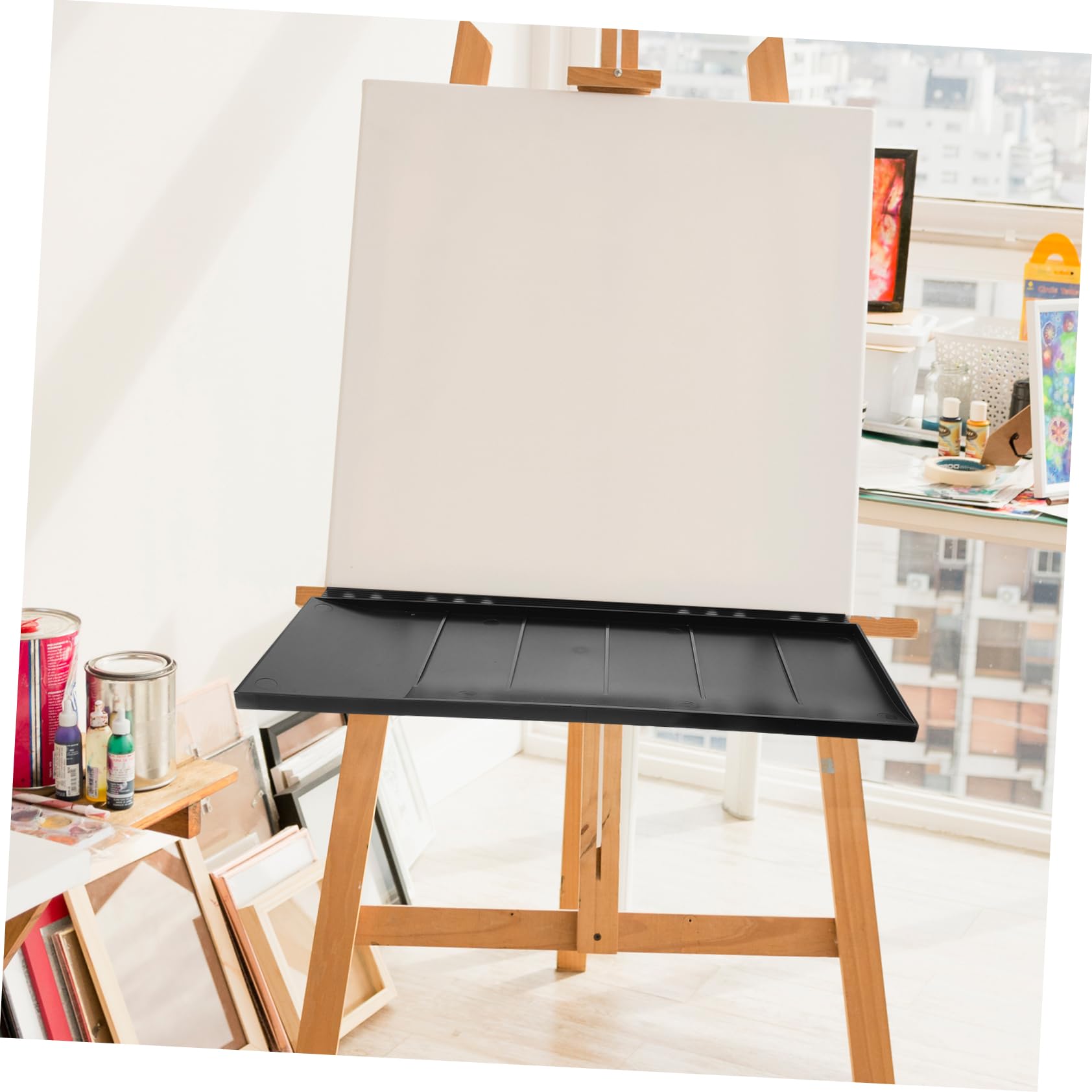 Plateau de Remplacement Noir en Plastique pour Chevalet, Amovible et Antidérapant, Accessoire pour Artistes et Peinture en Atelier