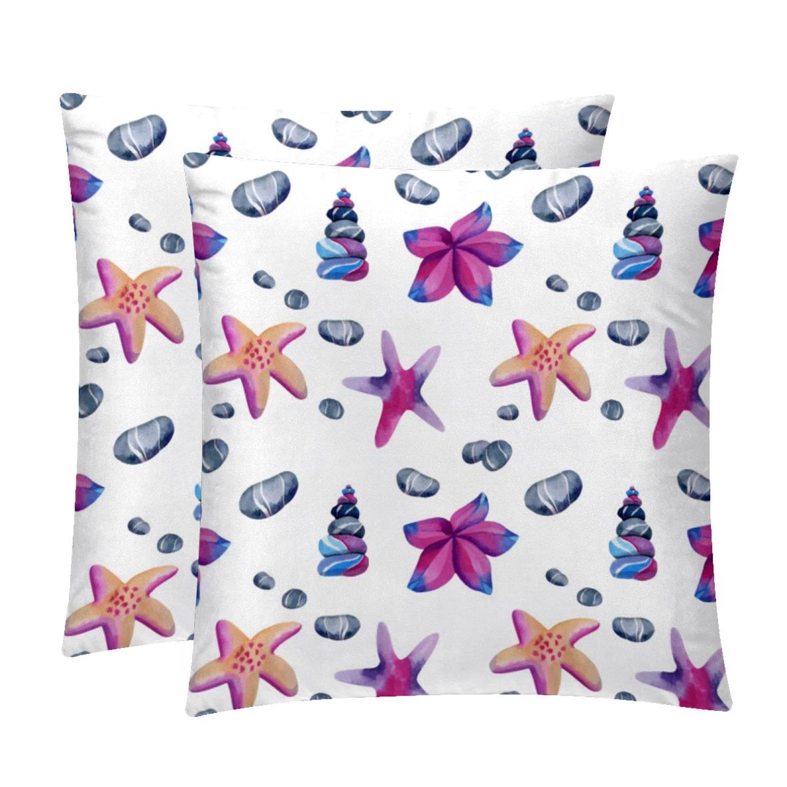 TDGKPZ Starfish Throw Pillow Covers 2 Pack Pillowcases Soft Cozy Pillow Cases For Couch Bed Sofa 40x40cm