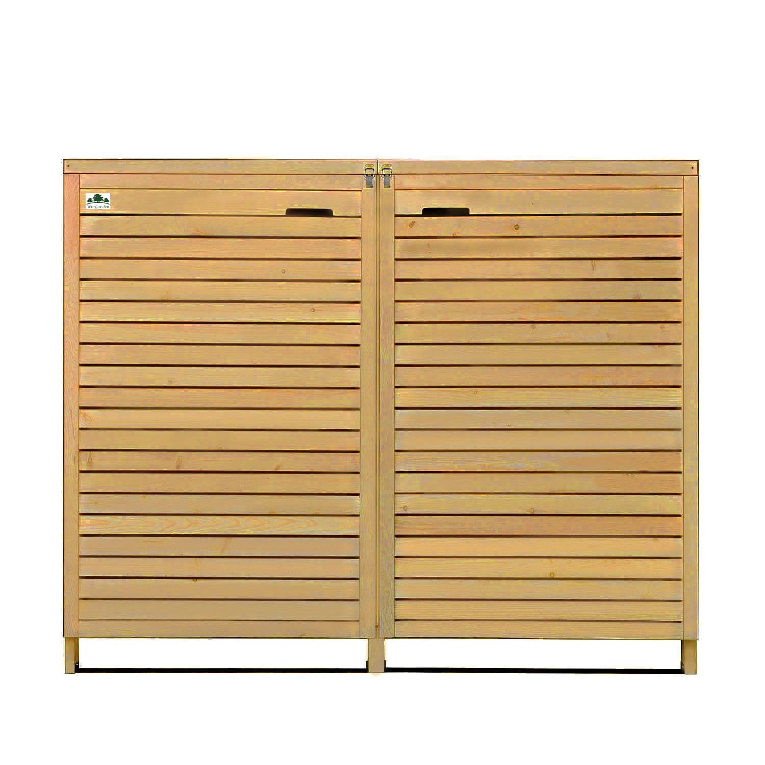 Cache Poubelle Double en Bois Clair