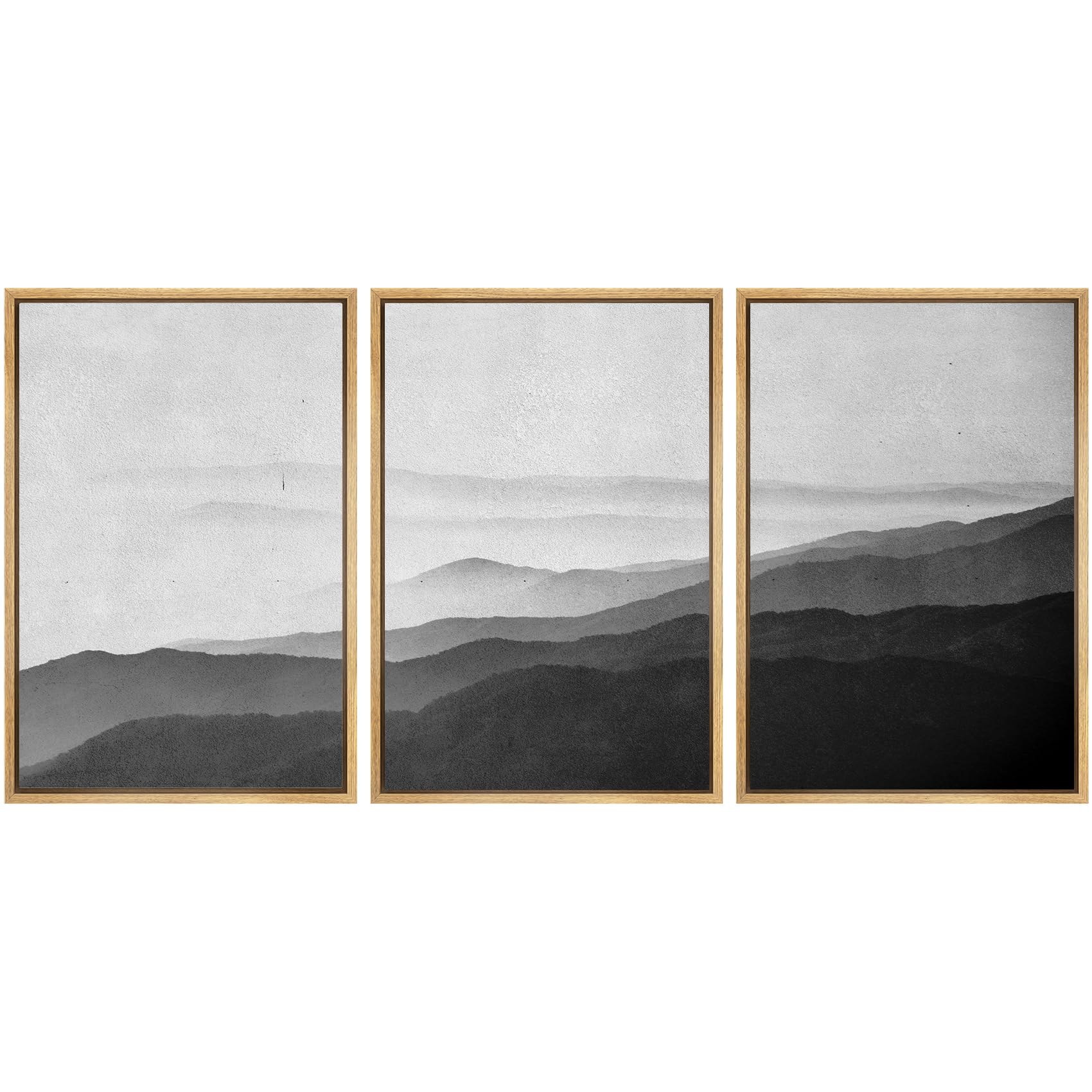 SIGNWIN Framed Canvas Print Wall Art Set Blue White Grunge Geometric Pattern Abstract Shapes Cozy Neutral Decorative Contemporary Minimal for Living Room, Bedroom, Office - 24"x36"x3 Natural — view 25