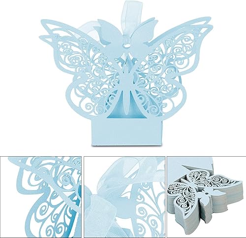 Miniatura 4 de Pomya Caja de azúcar, 100 cajas de chocolate de azúcar para decoración de boda para cumpleaños de boda (azul)