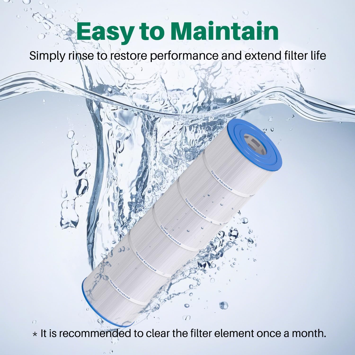 TOREAD PA106 Pool Filter Replaces Hayward CX880XRE, Ultral-A1, Unicel C-7488, Filbur FC-1226, FC-6430, Hayward SwimClear C4020, C4025, C4030, 4 X 106 sq. ft. Filter Cartridge 4 Pack - Image 4