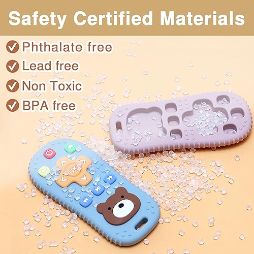 Miniatura 4 de Juguetes de dentición de silicona con cuerda anti caída, juguetes de dentición con control remoto para bebés de 0 a 6 meses, mordedores para bebés