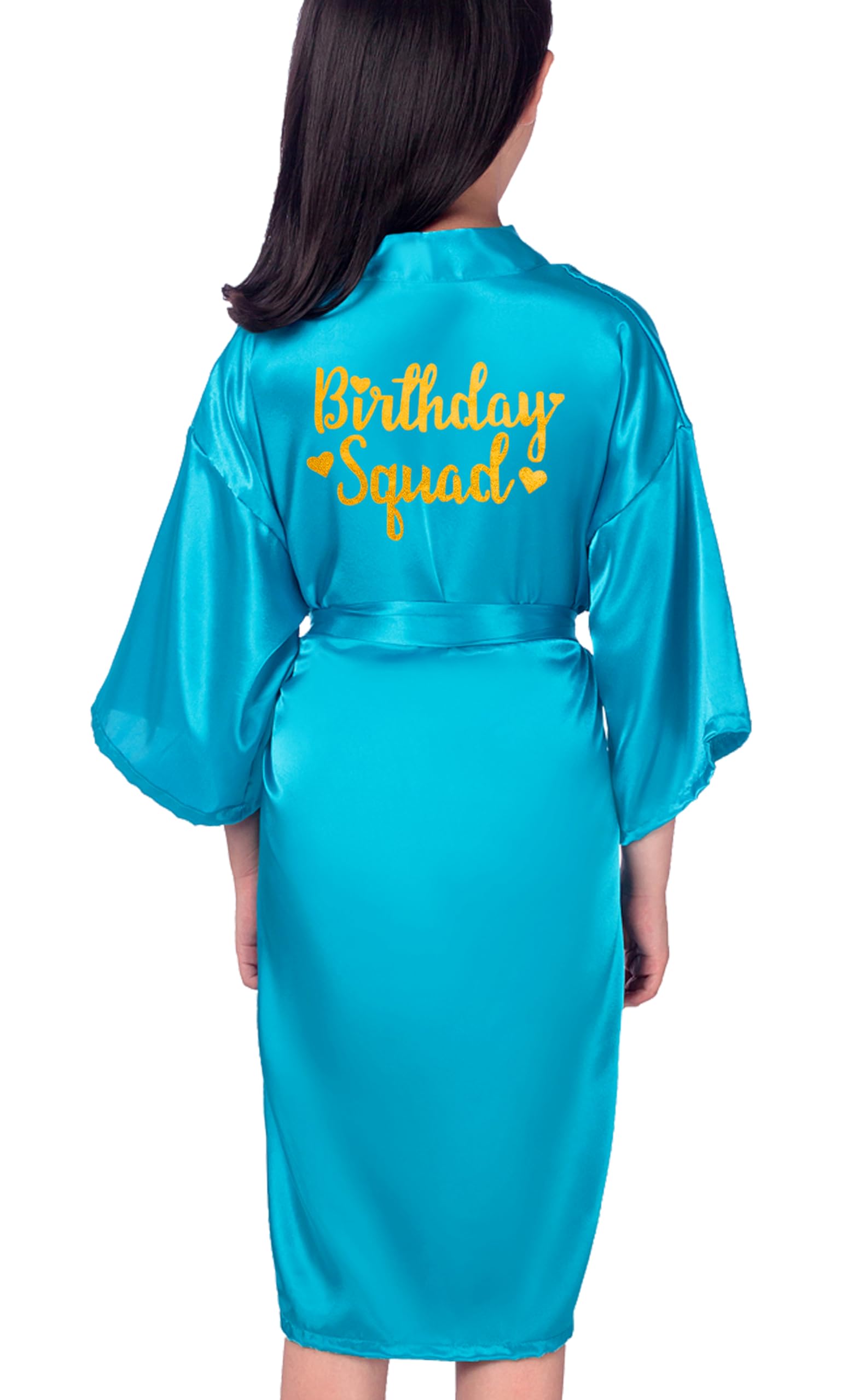EKVHDO Birthday Squad Birthday Girl Princess Robe Spa Robes for Girls Party Satin Silk Kimono Robes Party Supplies