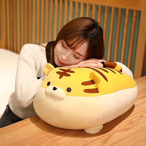 Miniatura 6 de Almohada suave de peluche de tigre amarillo de 16 pulgadas, bonita almohada de peluche de animal tigre, muñeca de tigre, juguete para niños,