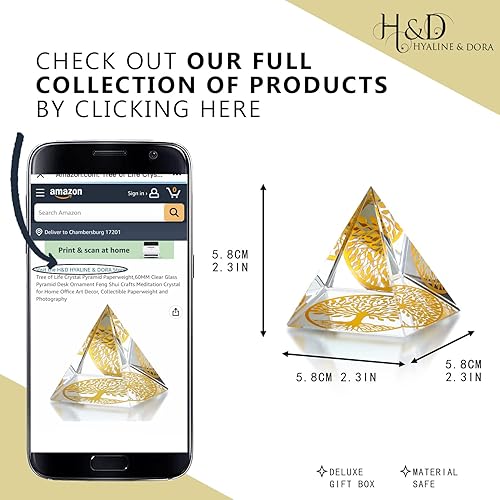 Miniatura 5 de Árbol de la vida - Papel pirámide de cristal, 2.362in, adorno de escritorio de pirámide de cristal transparente para Feng Shui, manualidades,