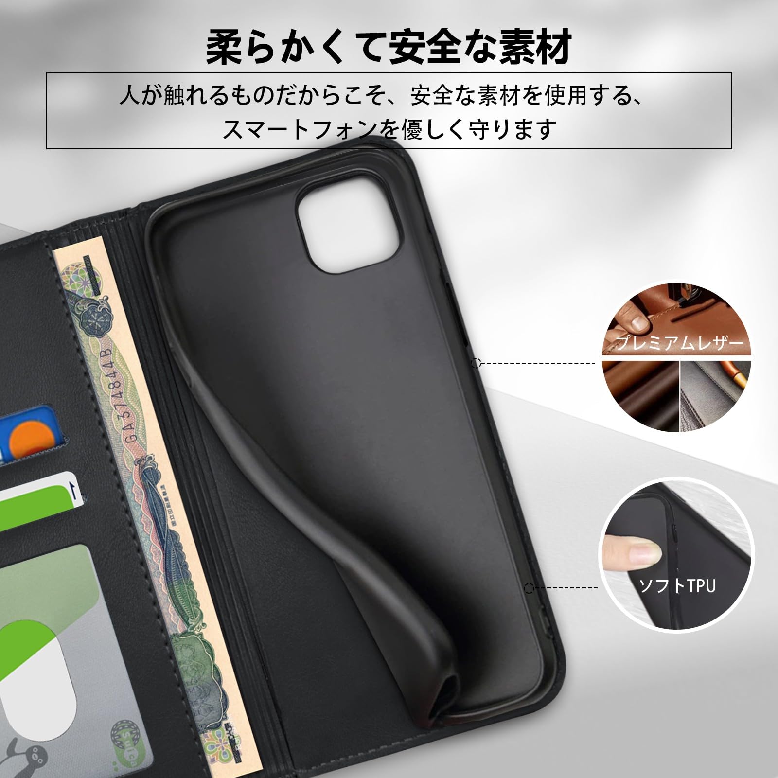Amazon.co.jp: bjnosdv iPhone 13 Mini ケース 手帳型 高級PUレザー
