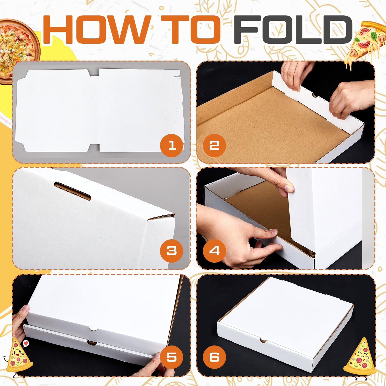 Fullhawl Pizzaschachteln, 35,6 x 35,6 cm, B-Flöte, gewellt, weiß, fettbeständige Kraft-Behälter zum Mitnehmen, Verpackungsboxen für hausgemachten Kuchen, Kekse, Lebensmittel und Handwerk, 10 Stück