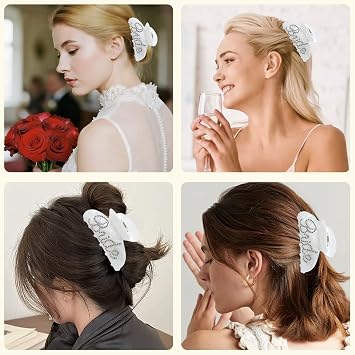 Bride Hair Claw Clips White Acrylic Bride Claw Clip Rhinestone Brides Logo Hair Clip For Wedding Brides To Be Gifts Bachelorette Party Decorations Bridesmaid Gift Bridal Shower Hair Accessories