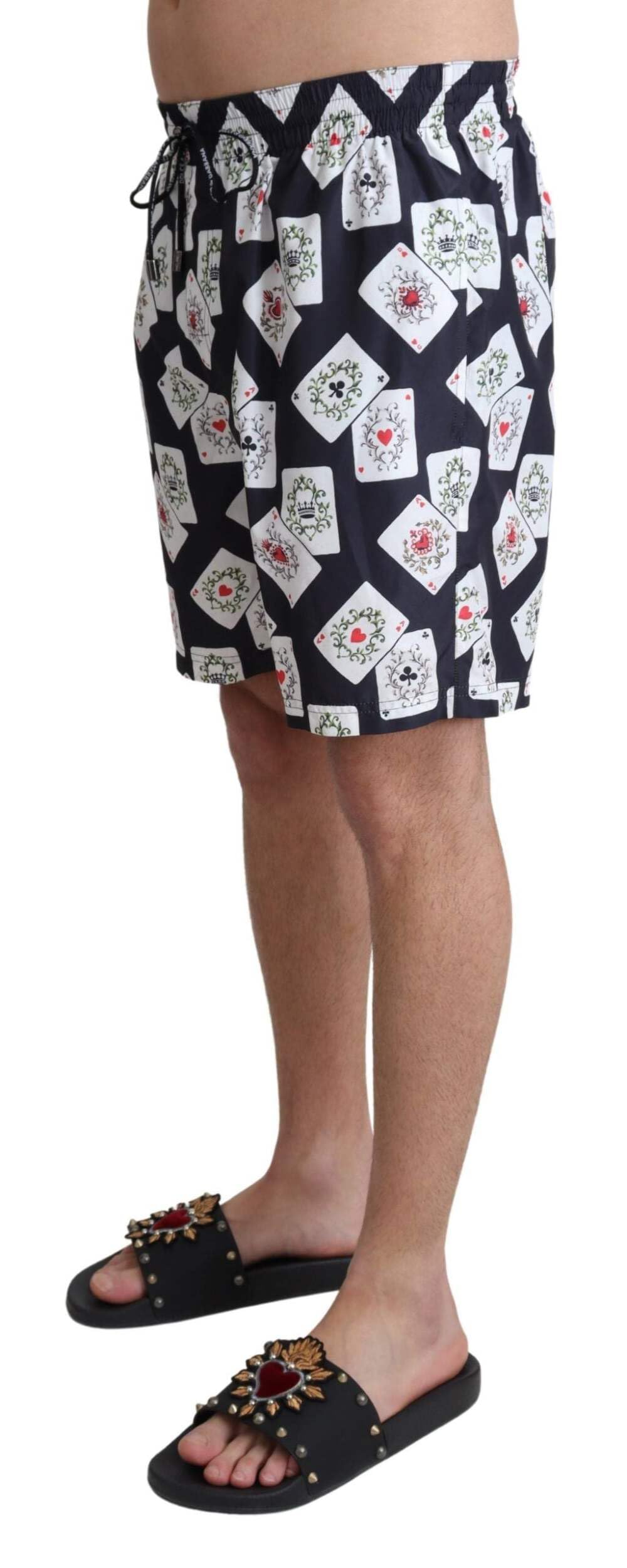 Dolce & Gabbana Czarna karta Deck Print Stroje Kąpielowe Stroje Kąpielowe