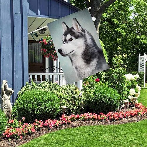 Miniatura 6 de AOYEGO Bandera de casa de perro de Husky siberiano de 28 x 40 pulgadas, grande, vertical, de doble cara, pintura al óleo, decoración exterior de