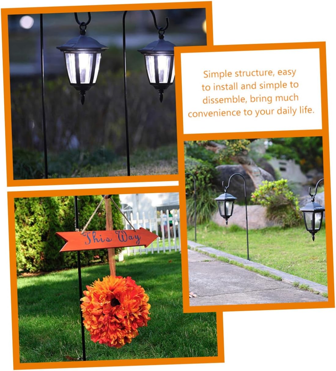 SUPVOX 6Pcs Shepherd Hooks for Hanging Solar Lights Durable Garden Stakes for Outdoor Easy to Install for Lanterns and Bird Feeders