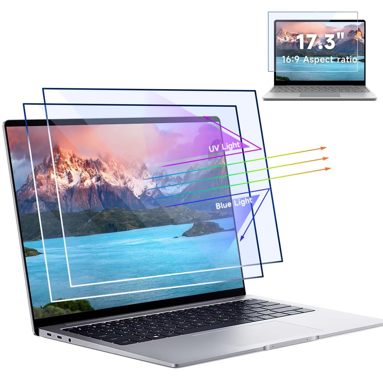 IPROKKO 2 Pack 17.3" 16:9 Blue Light Filter Laptop Screen Protector