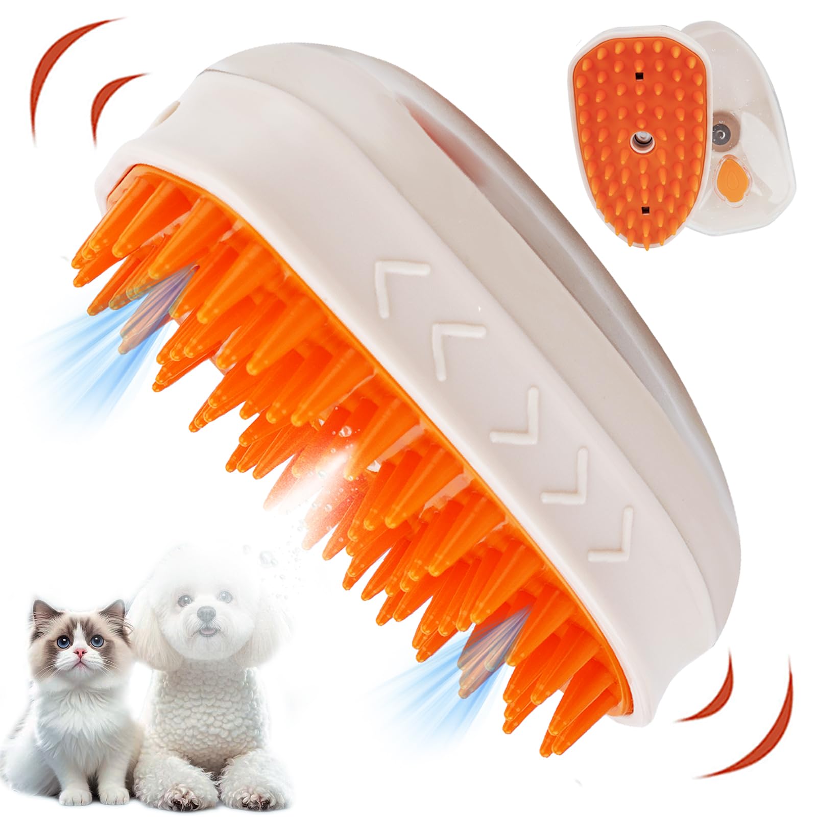 Cepillo de Vapor para Perros con Irradiación UV, Masaje Vibratorio, Limpieza y Aseo 4 en 1, Cepillo de Vapor para Perros Grandes de Pelo Largo, Cepillo de Vapor para Perros y Gatos (Con Vibración)