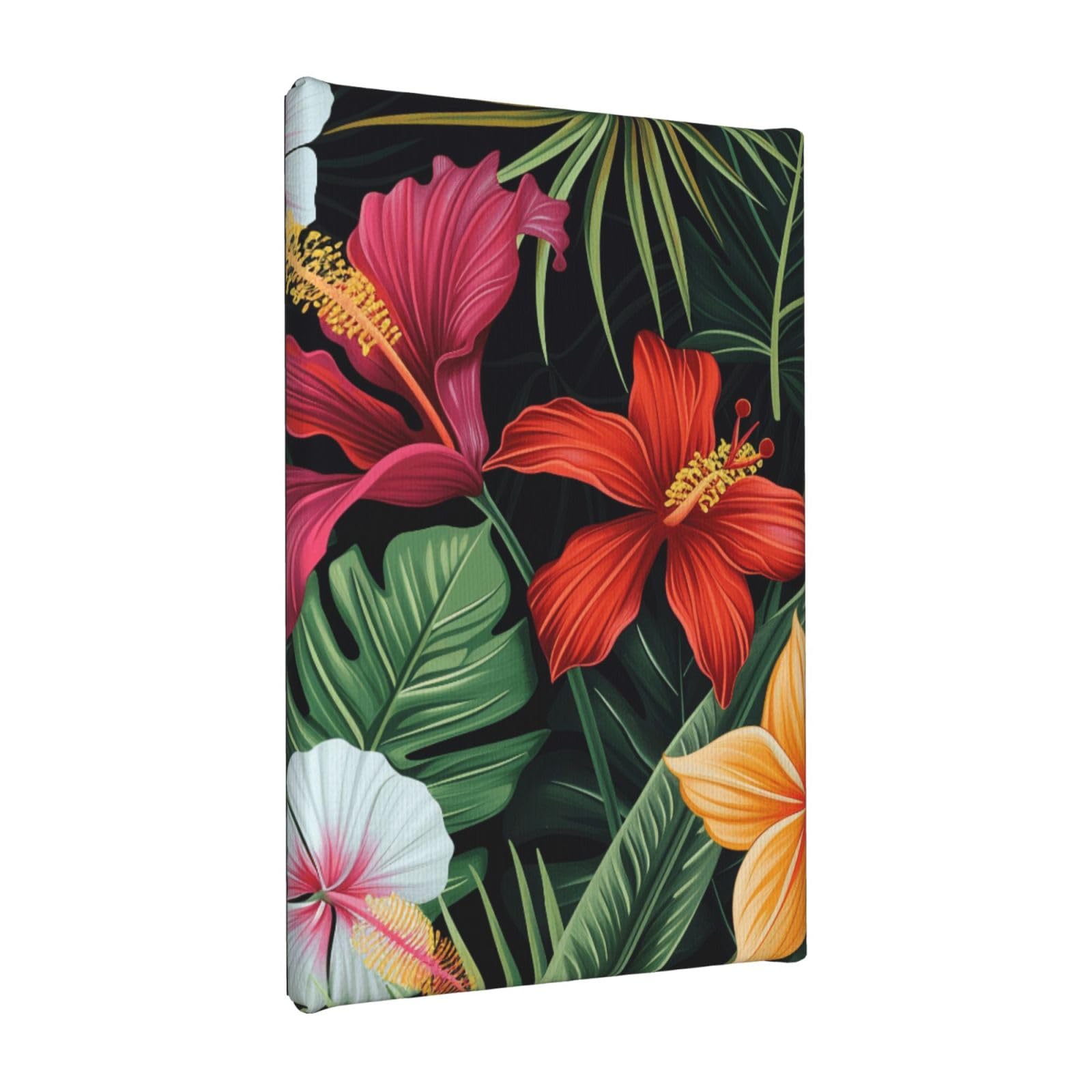 YKLJG Tropical Flower Printed Wall Art Canvas Painting 20x30 CM Wooden Framed Picture Painting Artwork Prints for Bedroom Kitchen Home Office Decor
