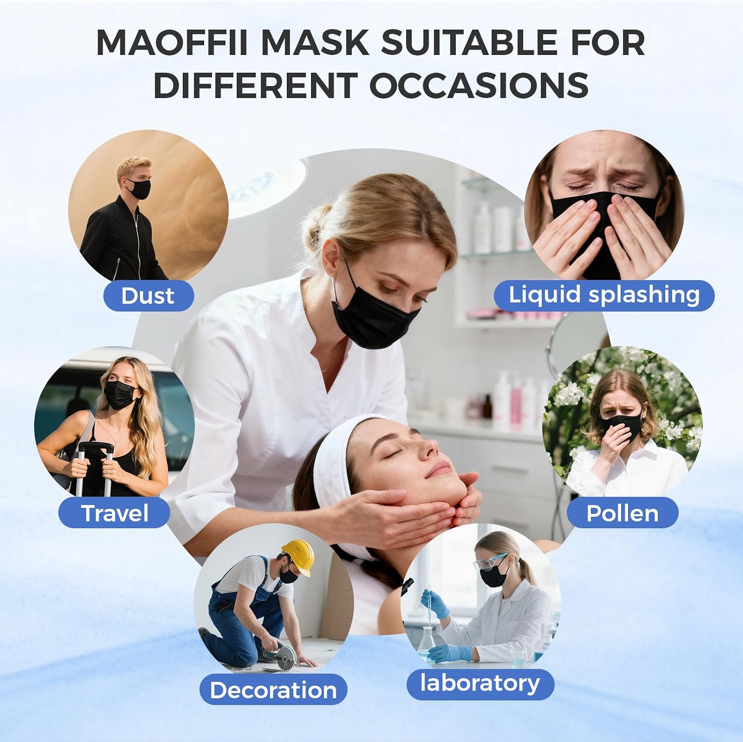 4-Ply Filter Individually Wrapped Disposable Face Mask Soft Earloops Latex-free Adults Daily Protection Large 50 Pack