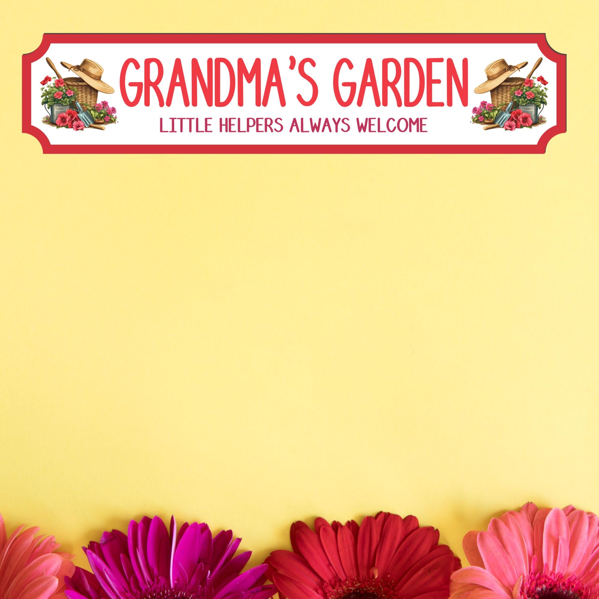 Personalised Grandma's Garden Street Sign Plaque – Custom Name Garden Decor Handmade Home Wall Sign Gift for Grandma, Nanny, Mum Outdoor Garden Sign (Pink, MDF Wood - Ex Large 59cm x 13cm)