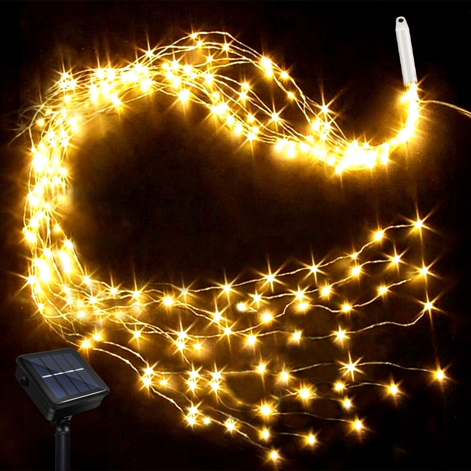 Micacorn Guirnaldas Luces Solar, Luces de Hadas de Cascada 2M x 10 Hilos 200 LEDs Luces de Navidad 8 Modos Impermeable Cadena de Luces para Navidad Arbol Balcón Interior y Exterior