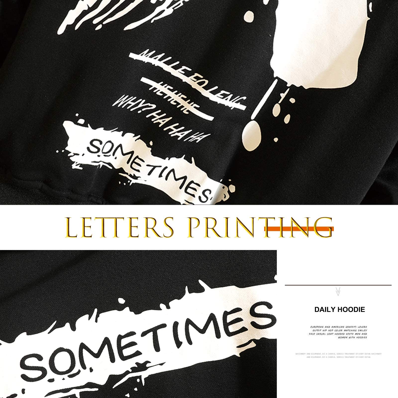 Moshtashio Felpa Uomo con Cappuccio Unisex Hip Hop a Maniche Lunghe Sweatshirt Pullover Uomo Felpe Stampa di Lettere Hoodie Uomo Autunno Inverno