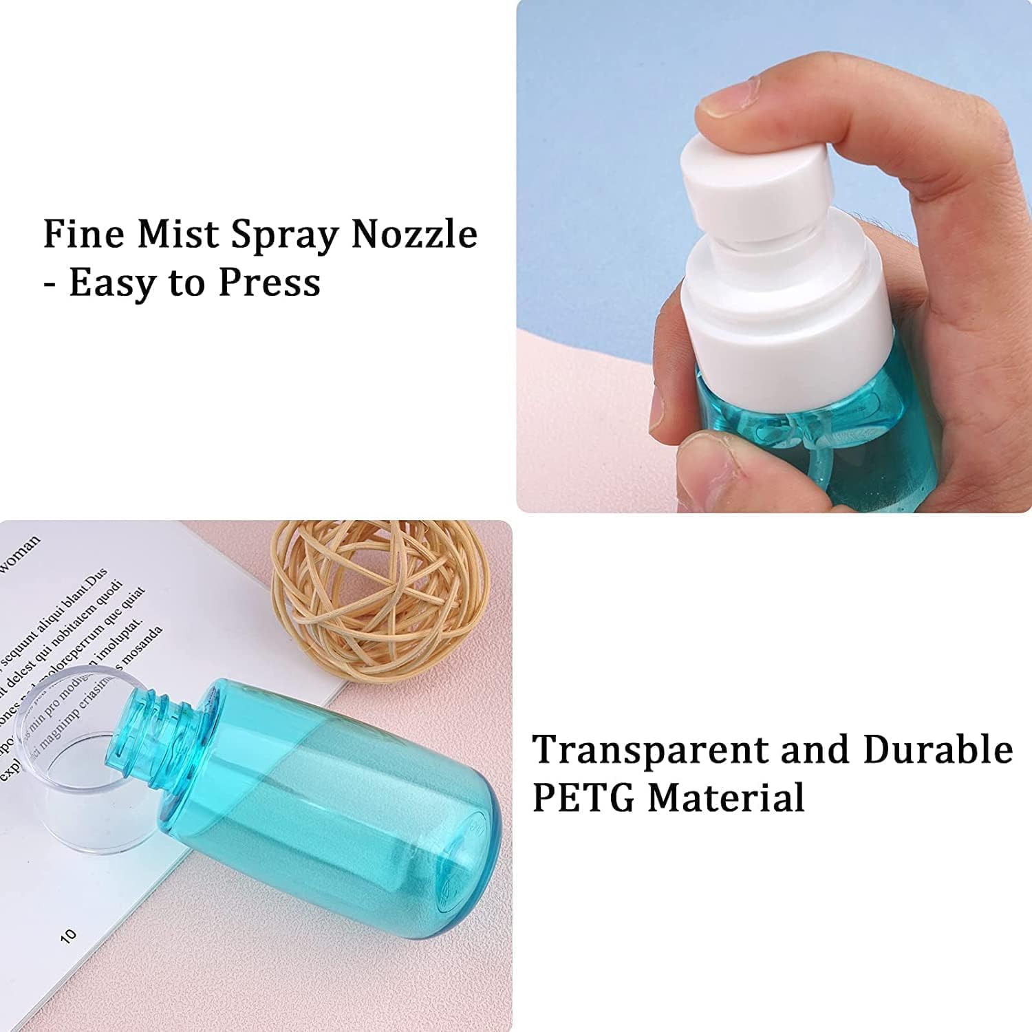 Cazuela Spray Bottles Hair Mist Bottle Small 100ml Empty Mini Travel Size Spray Bottle Fine Mist Hairspray Bottle for Essential Oils Refillable Travel Containers for Cosmetic, Perfume (2) 4